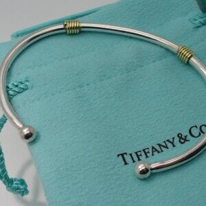 Tiffany & Co. Sterling Silver 18k Yellow Gold Coil Cuff Bracelet
